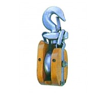 YJ038 WOODEN SHELL SNATCH BLOCK WITH HOOK