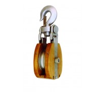 YJ039 WOODEN SHELL SNATCH BLOCK WITH HOOK SELF-LOCKING