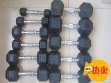 Black Body Building Hex Rubber Dumbbell Cast Iron Fitness