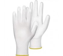 White Polyester PU Palm Coated Gloves